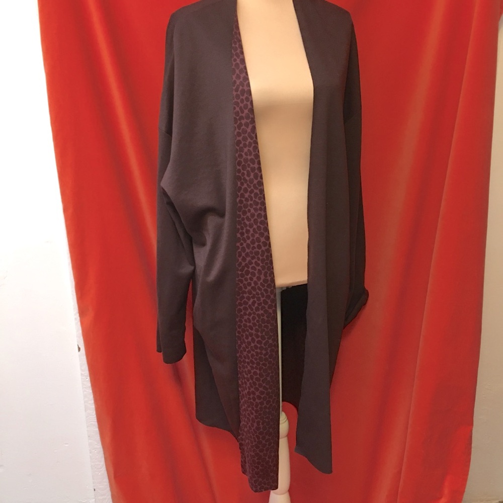 Gudrun Sjoden cotton knit 3/4 jacket brown & berry spots size xxl